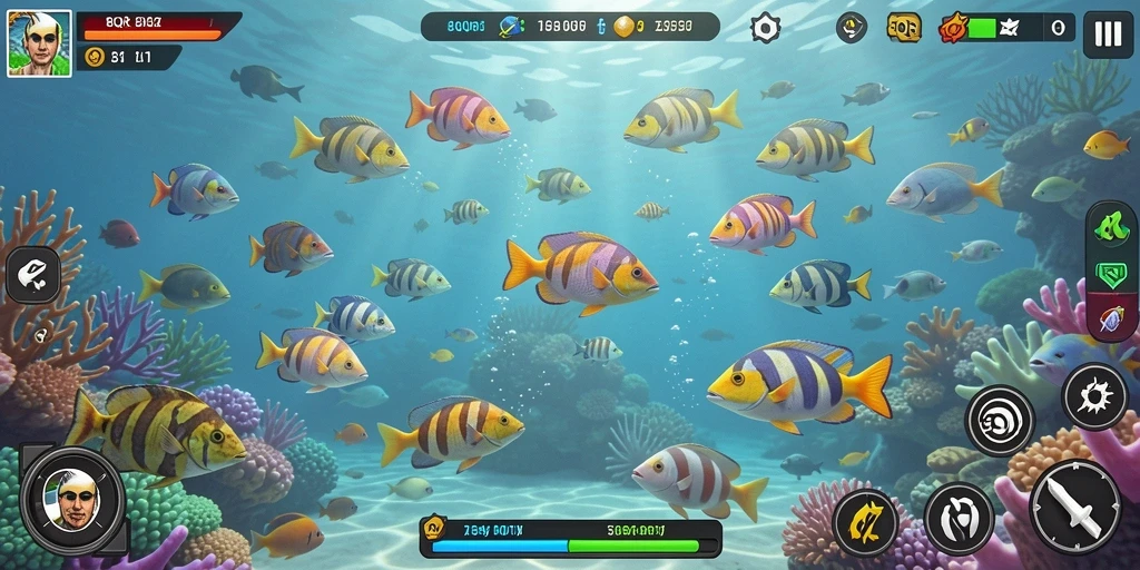 Screenshot gameplay 8QR menampilkan aksi menembak ikan yang mengasyikkan.