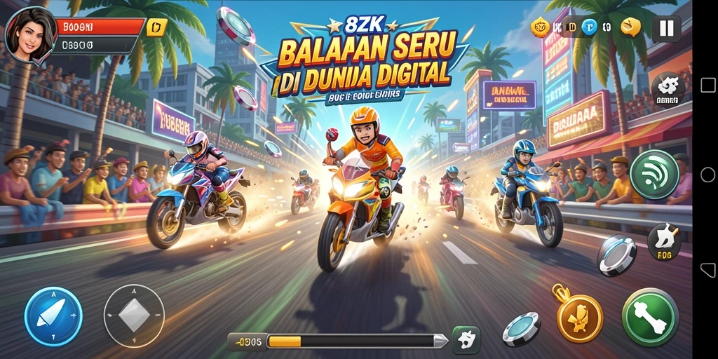 Gameplay balapan 8ZK yang menegangkan dan seru.