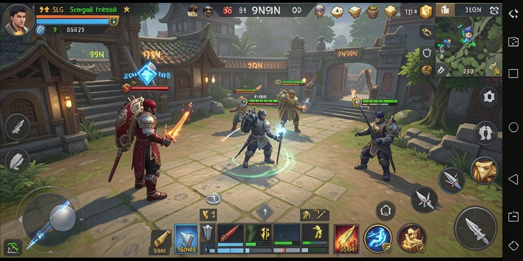 Tampilan gameplay yang mendalam di 9N9N dengan strategi dan interaksi pemain.