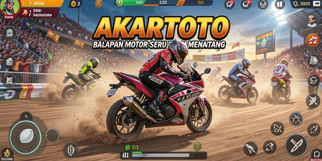 Gameplay balap motor yang seru dan menantang di AKARTOTO.