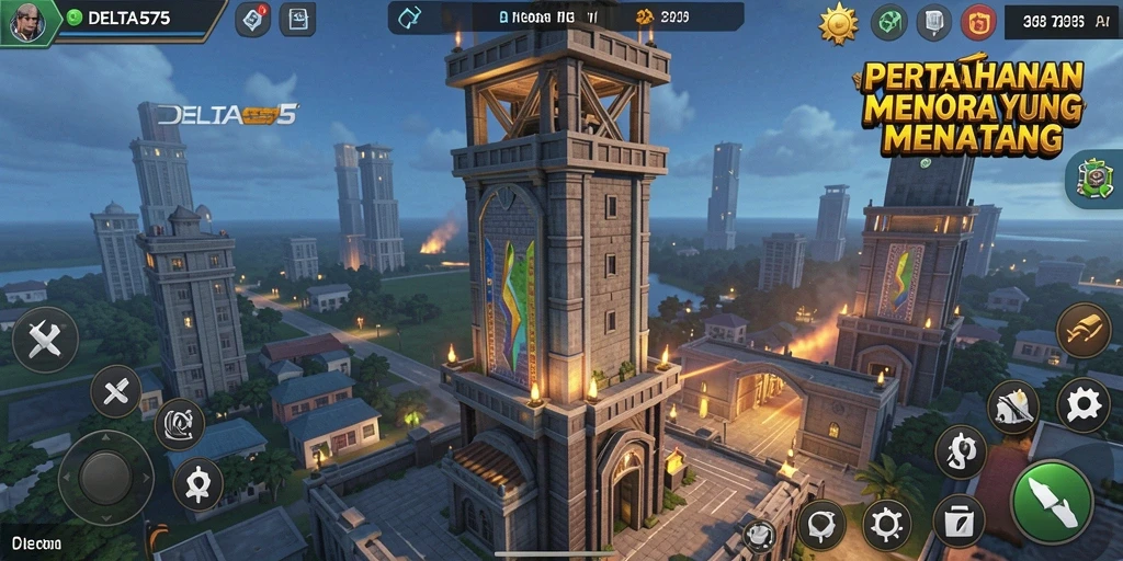 Tampilan gameplay pertahanan menara yang seru dan penuh tantangan.