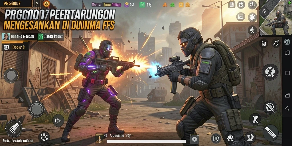 Screenshot menarik dari gameplay PRG007 menunjukkan aksi tembak-menembak intens.