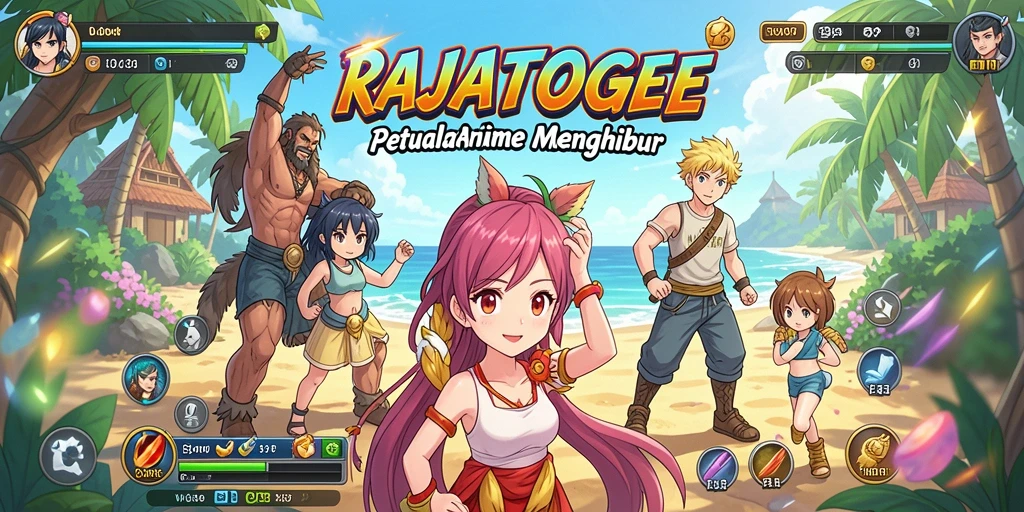 Tampilan gameplay RAJATOGEL dengan karakter anime yang menawan.