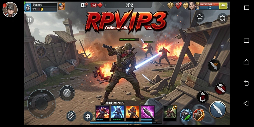 Tampilan gameplay RPVIP3 dengan pertarungan strategi yang mendebarkan.