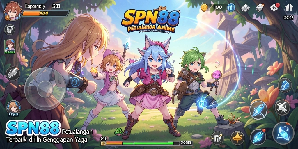 Tampilan gameplay SPN88 dengan karakter anime yang penuh aksi.