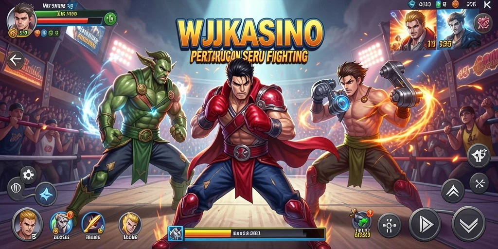 Tangkapan layar dari gameplay seru WJKASINO menunjukkan pertarungan yang dinamis.